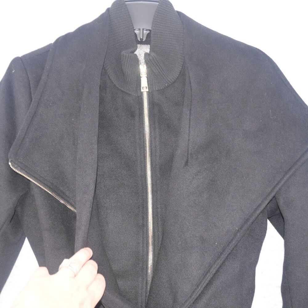 NEW Vince Camuto Women's Small Belted Wool Blend Midi Trench Coat Winter Black - Picture 6 of 12